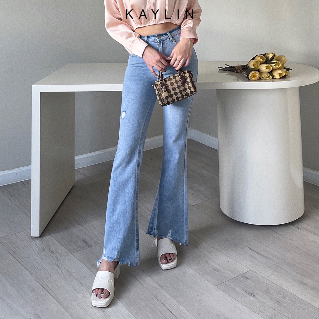 Quần jean ống loa rách N1727 - KAYLIN