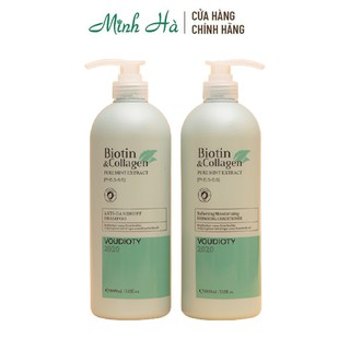 Combo 2 chai dầu gội xả Biotin Collagen Pure Mint Extract Anti-Dandruff 1000ml giúp giảm gàu
