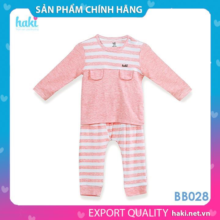 Bộ quần áo dài tay cài vai can cầu ngực cho bé BB028 - set mặc nhà chất liệu Bamboo siêu mềm mịn HAKI