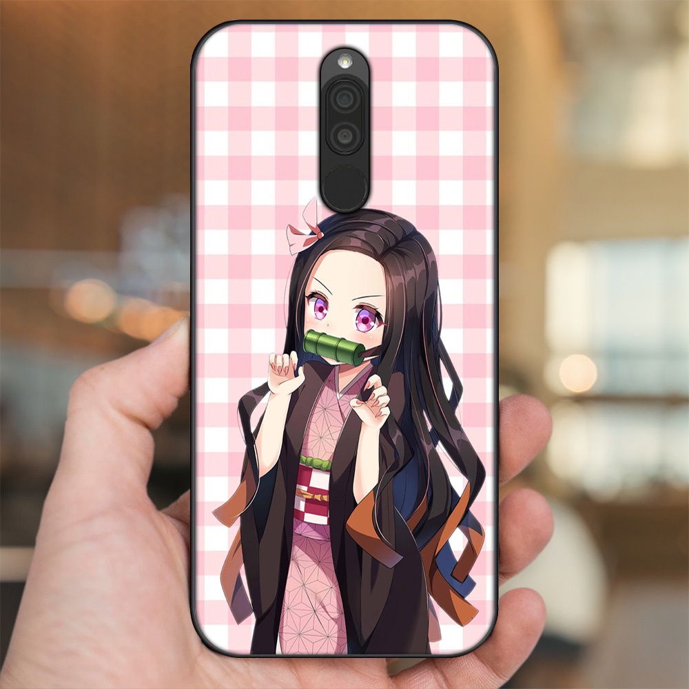 Ốp lưng Xiaomi Redmi 8 viền đen in hình Nezuko Kimetsu no Yaiba