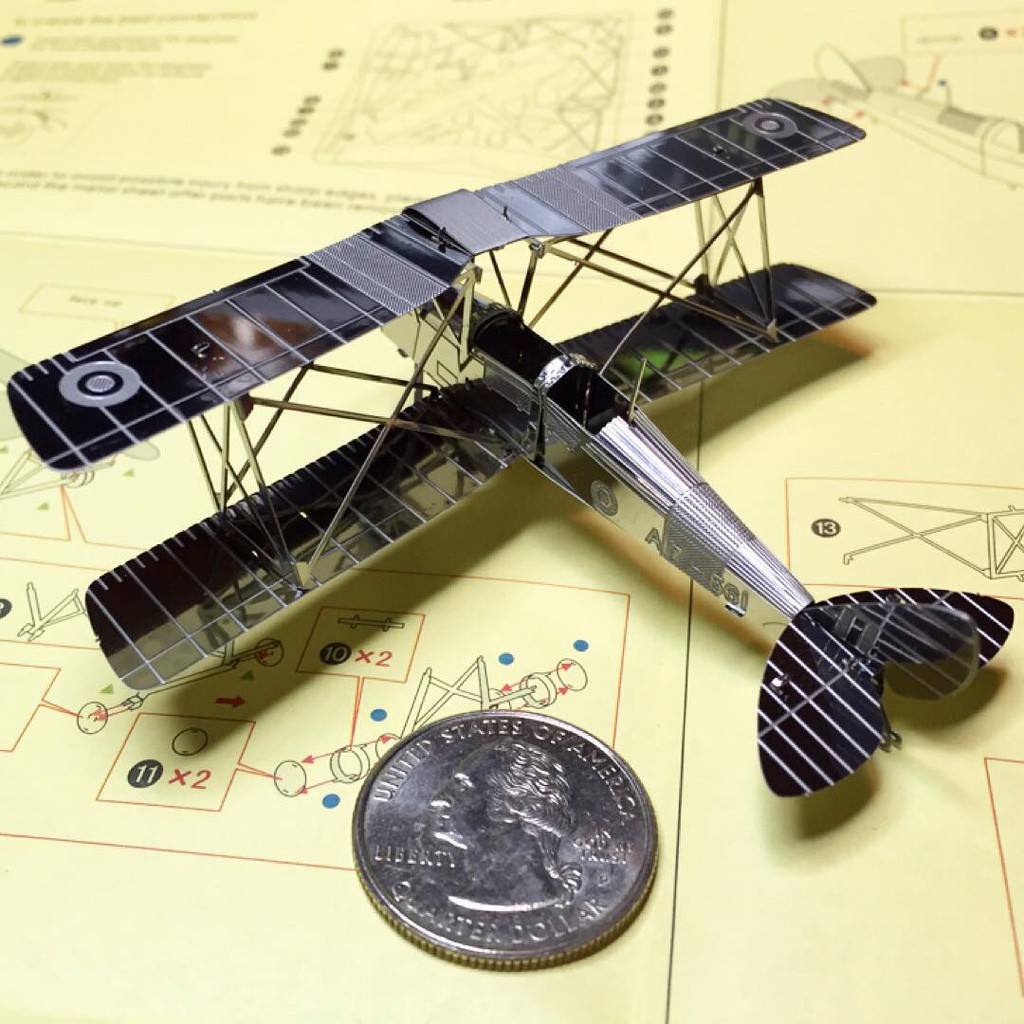 Mô Hình Lắp Ghép 3D Kim Loại Tự Ráp Máy Bay Huấn Luyện De Havilland Tiger Moth Không Quân Anh - Chưa Lắp