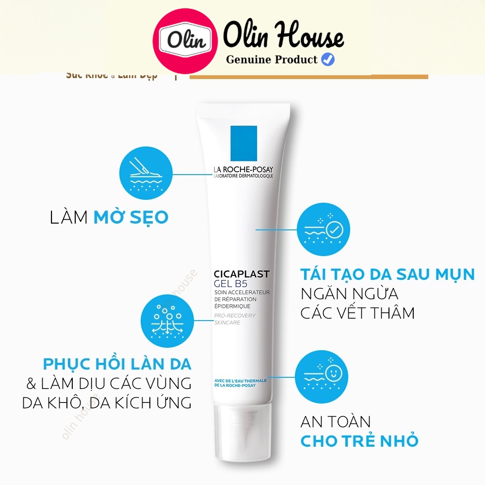 Gel B5 La Roche Posay phục hồi 40ml Kem dưỡng da giảm sẹo thâm - Olin House