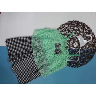 Set áo ren nơ kèm quần thô lụa cho bé gái