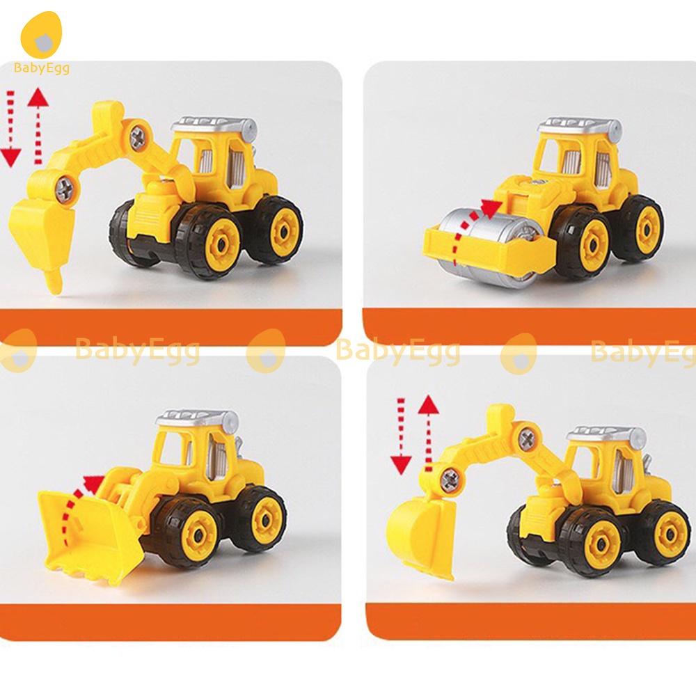 Set/ bộ 4 Đồ chơi trẻ em mô hình xe ô tô cứu hỏa, máy xúc,xe tải tự tháo lắp kèm tua vít cho bé trai bé gái DIY 3 4 5 6