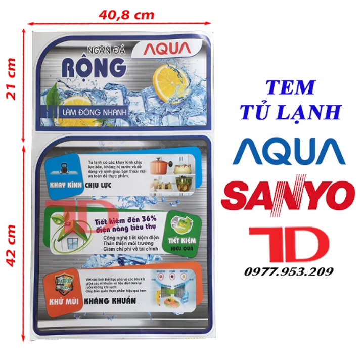 Tem dán trang trí dành cho tủ lạnh SANYO Điện Lạnh Thuận Dung