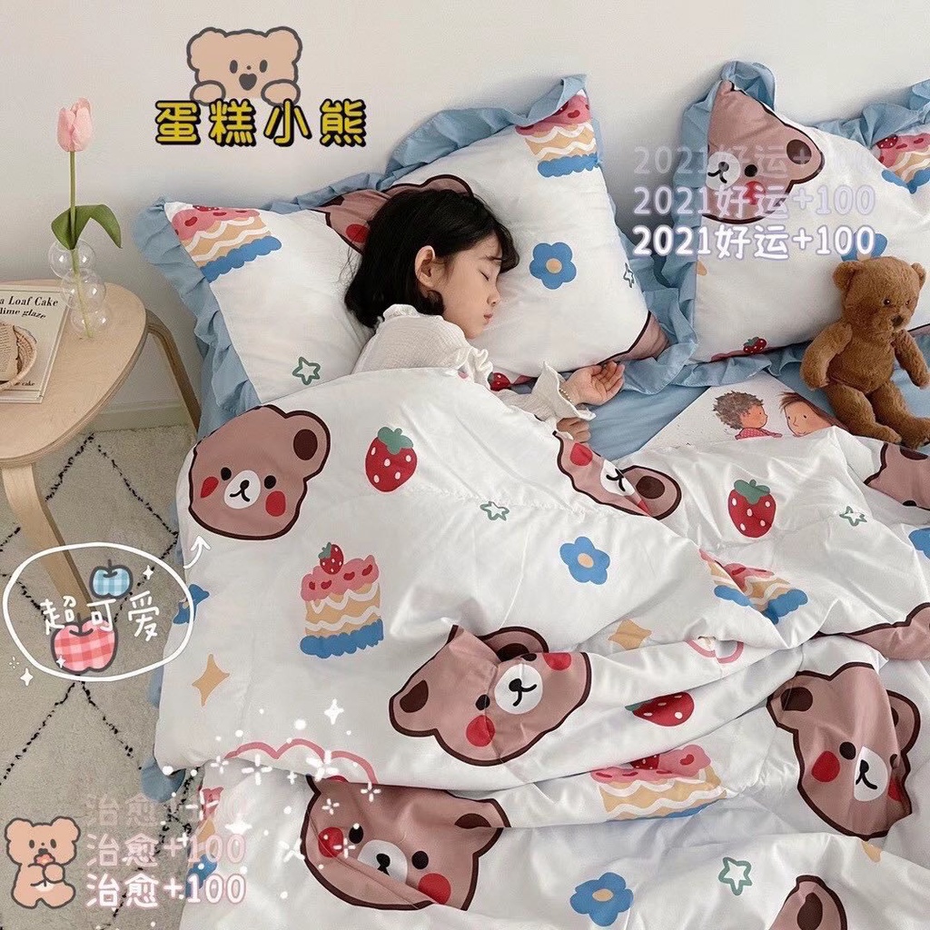 Bộ Chăn Ga Gối Cotton Đũi Bèo Chăn Chần Hè Cao Cấp Mẫu Mới 2021 - loại 1