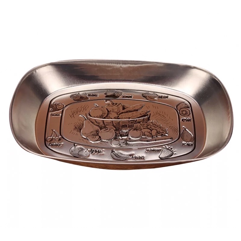 Đĩa bầu dục thiếc khắc chìm hoa văn rất đẹp, nhiều mẫu hoạ tiết