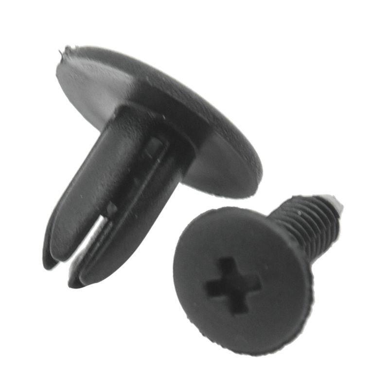 Bộ 100 cái đinh tán nhựa kẹp cố định viền xe hơi màu đen 6mm