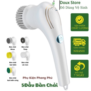 Bàn chải điện vệ sinh cầm tay vệ sinh nhà bếp đa năng với 5 đầu bàn chải thay thế , bàn chải vệ sinh nhà bếp đa năng
