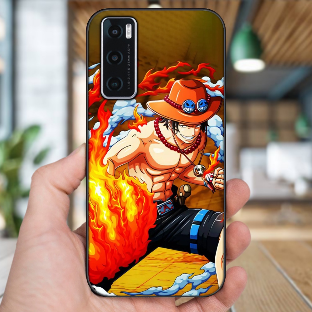 Ốp lưng Vivo V20 SE viền đen in hình Ace One Piece