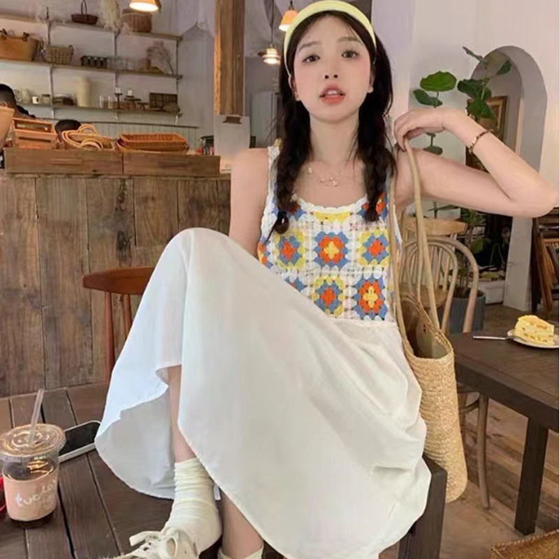 Đầm Midi Dài Dáng Chữ A Không Tay Eo Cao Họa Tiết Hình Học Nhiều Màu Sắc Phong Cách Boho Mùa Hè Cho Nữ