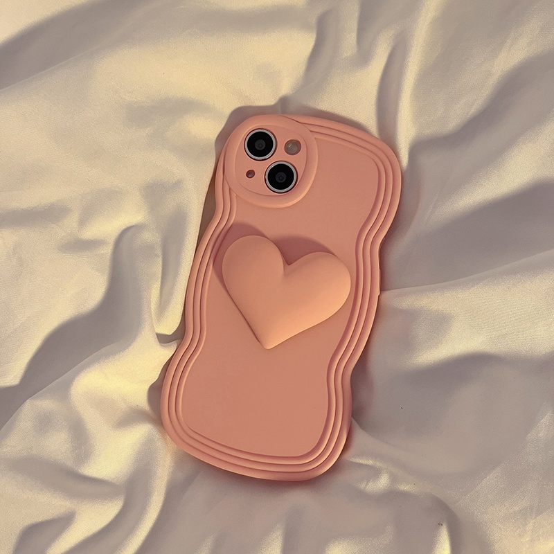 Ốp Điện Thoại In Hình Trái Tim Kem 3D Cho IPhone 13 13Pro 13Promax 12 12Pro 12Promax