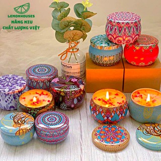 Nến Thơm Hoa Khô Tự Nhiên Chính Hãng, Sáp Thơm Cao Cấp Có Nhiều Mùi Thơm Chanh, Hoa Hồng, Vani, Lavender