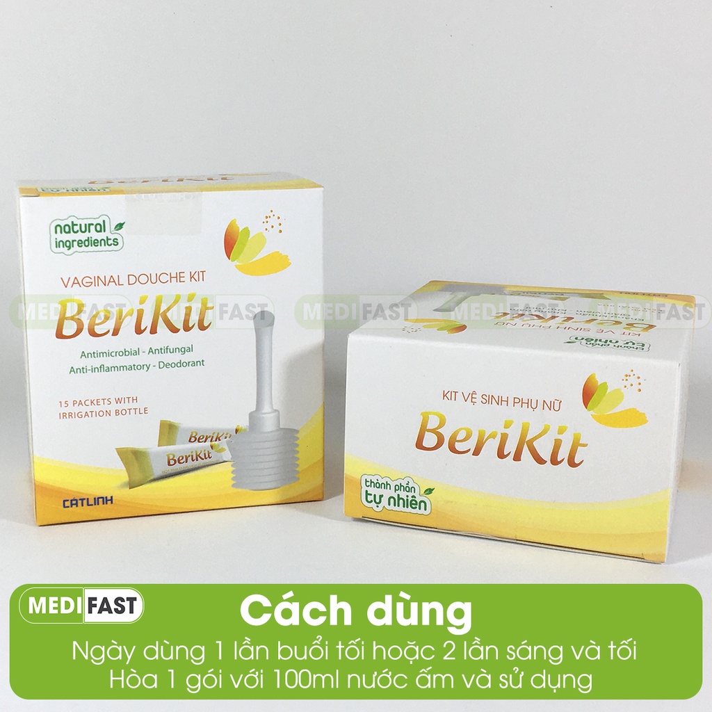 Kit vệ sinh phụ nữ Berikit - Kháng khuẩn - Kháng nấm - Khử mùi - kèm 15 gói muối của dược phẩm Cát Linh