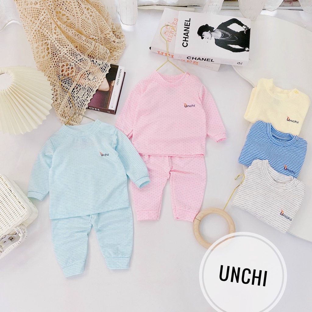 Bộ unchi cotton dệt cho bé họa tiết chấm bi