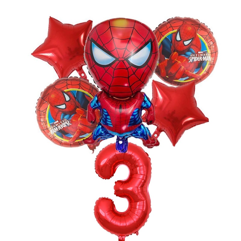 DISNEY Set 6 Bong Bóng Lá Nhôm Hình Người Nhện Kích Thước 32 Inch Trang Trí Tiệc Cho Bé