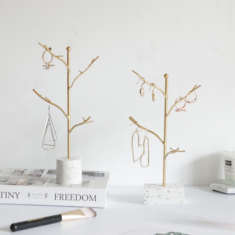 Cây treo trang sức để bàn bằng kim loại mạ vàng