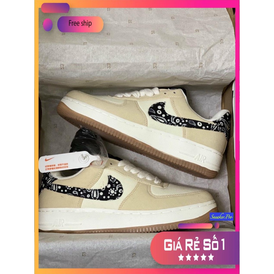 Giày thể thao Air Force 1 Low Paisley Swoosh bao chất, giá sinh viên dành cho nam nữ, cặp đôi, nhóm