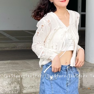 Áo khoác lưới hoa crop top A2595