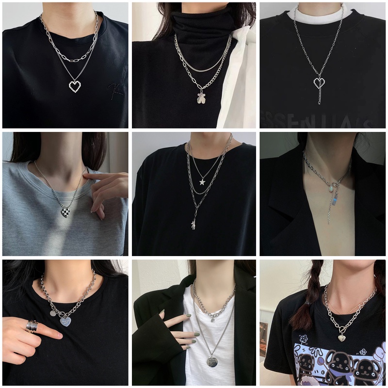 Vòng cổ nữ phối mặt hình gấu thời trang phong cách hip hop