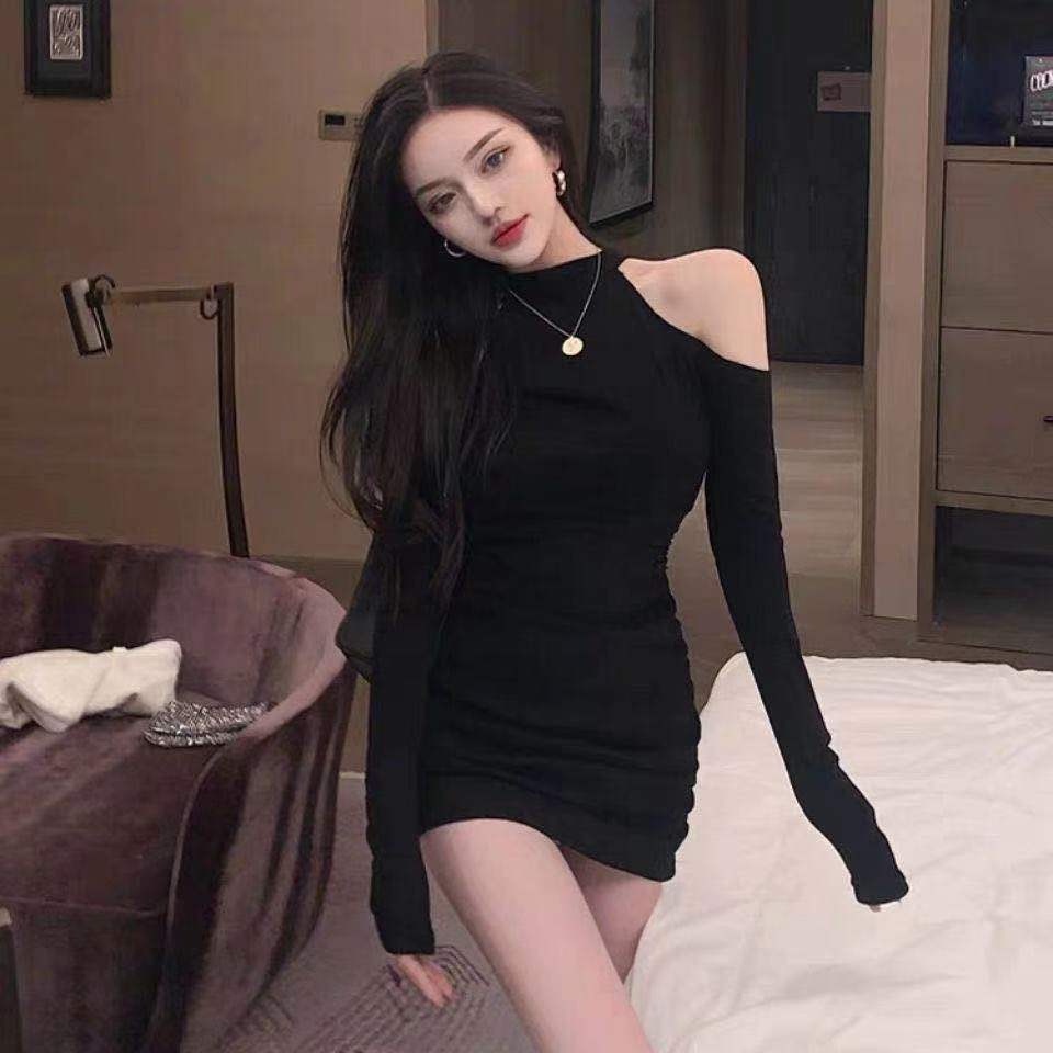 Đầm ZHELIHANGFEI dài tay trễ vai ôm dáng gợi cảm dành cho nữ