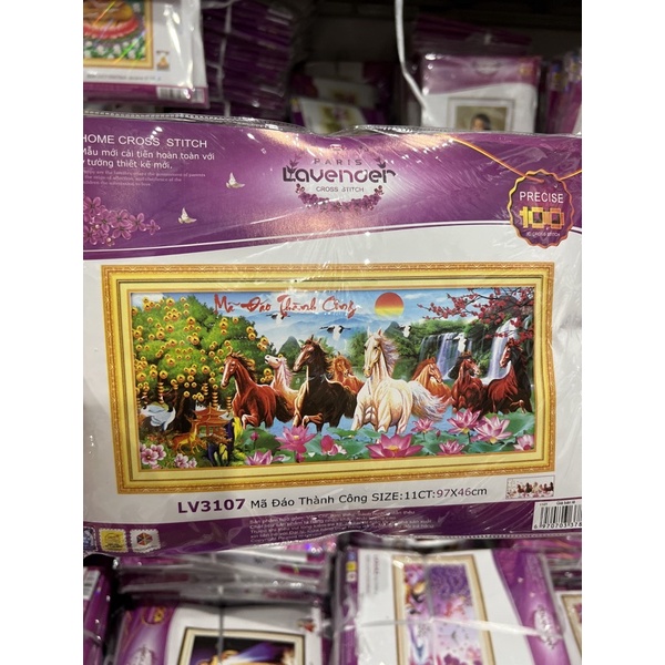 tranh thêu chữ thập mã đáo thành công lv3107 (97x46)