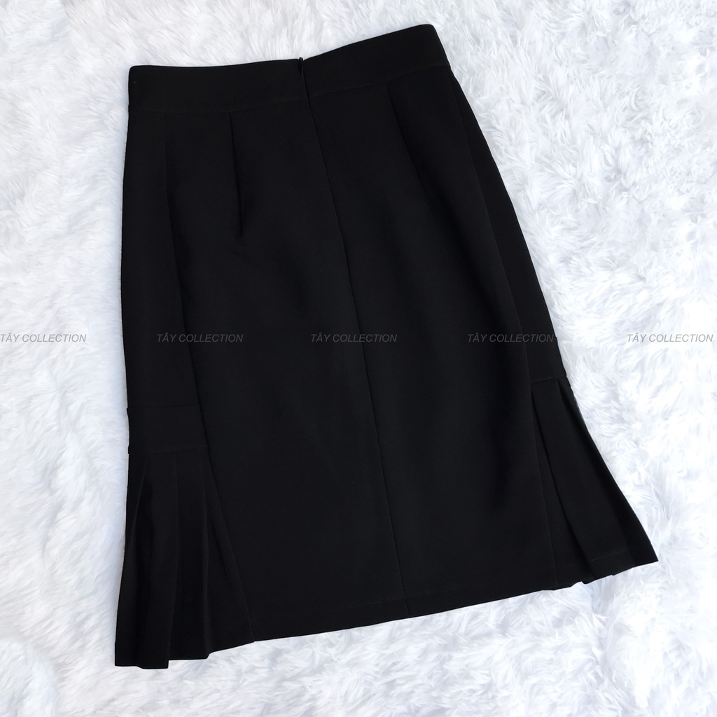 Chân váy midi chữ A tùng xếp ly 2 bên dài 55-60cm sang trọng và thanh lịch