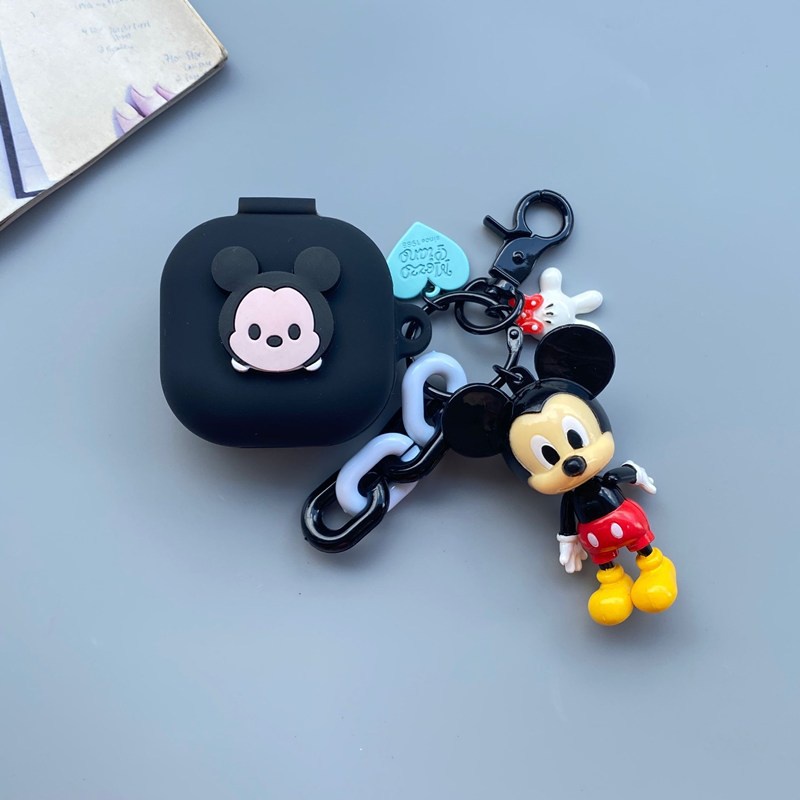 Hoạt Hình Vỏ Bảo Vệ Hộp Sạc Tai Nghe Bluetooth Samsung Galaxy Buds Pro Bằng Silicon Mềm Hình Chuột Mickey Minnie / Gấu Pooh / Snoopy Dễ Thương Kèm Móc Khóa