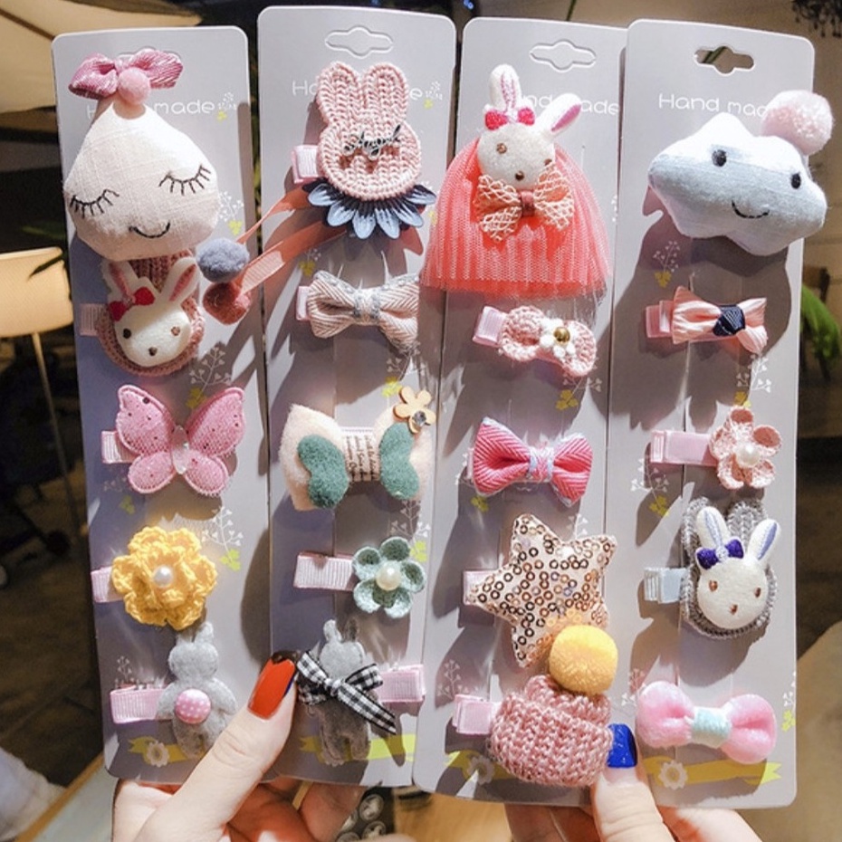 Set 5 kẹp tóc style Hàn Quốc xinh xắn cho bé yêu