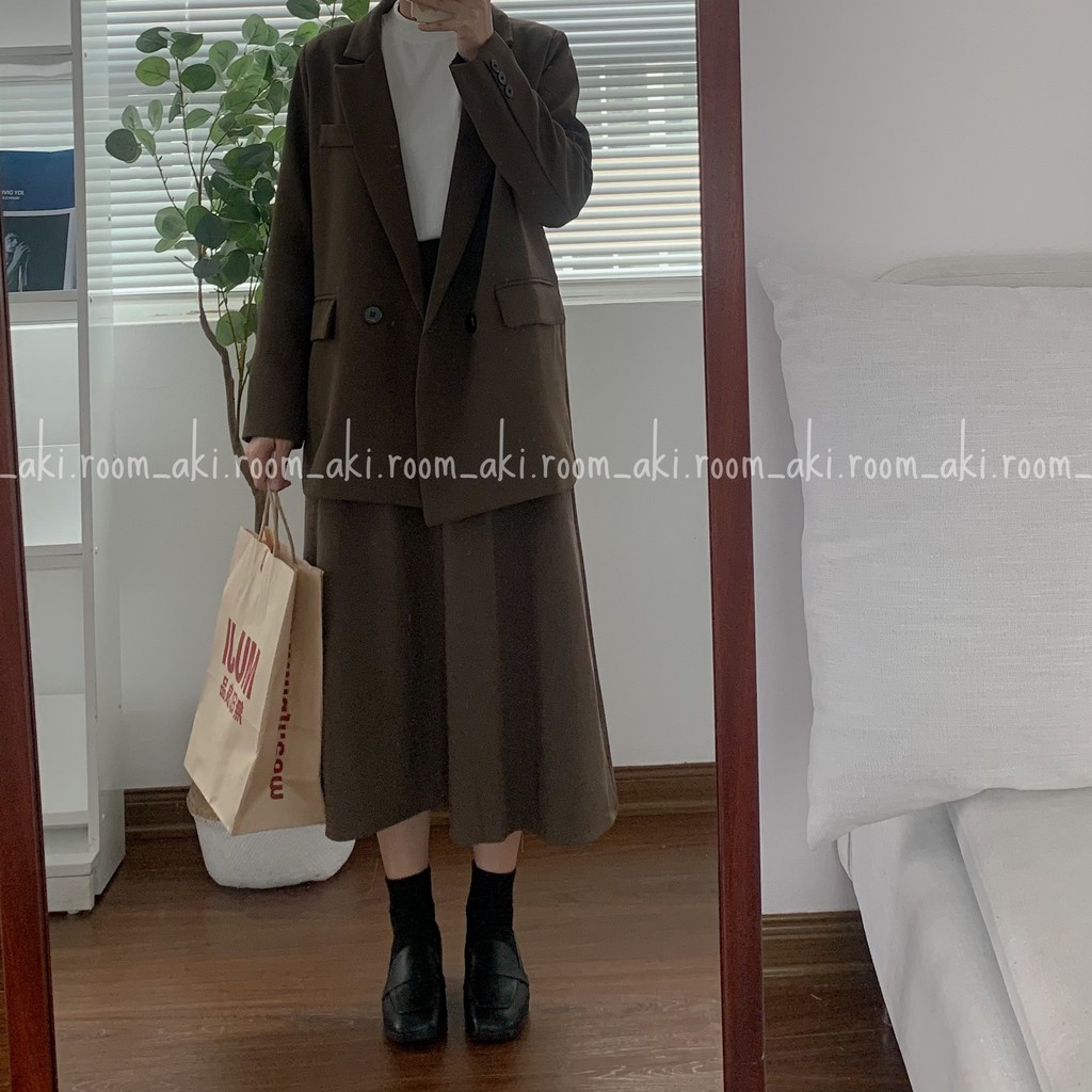 Áo blazer hai lớp túi vuông nắp hai khuy có độn vai mỏng chất dày dặn đứng dáng