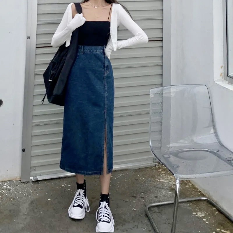 Chân Váy Jean xẻ tà siêu đẹp hàng Quảng Châu