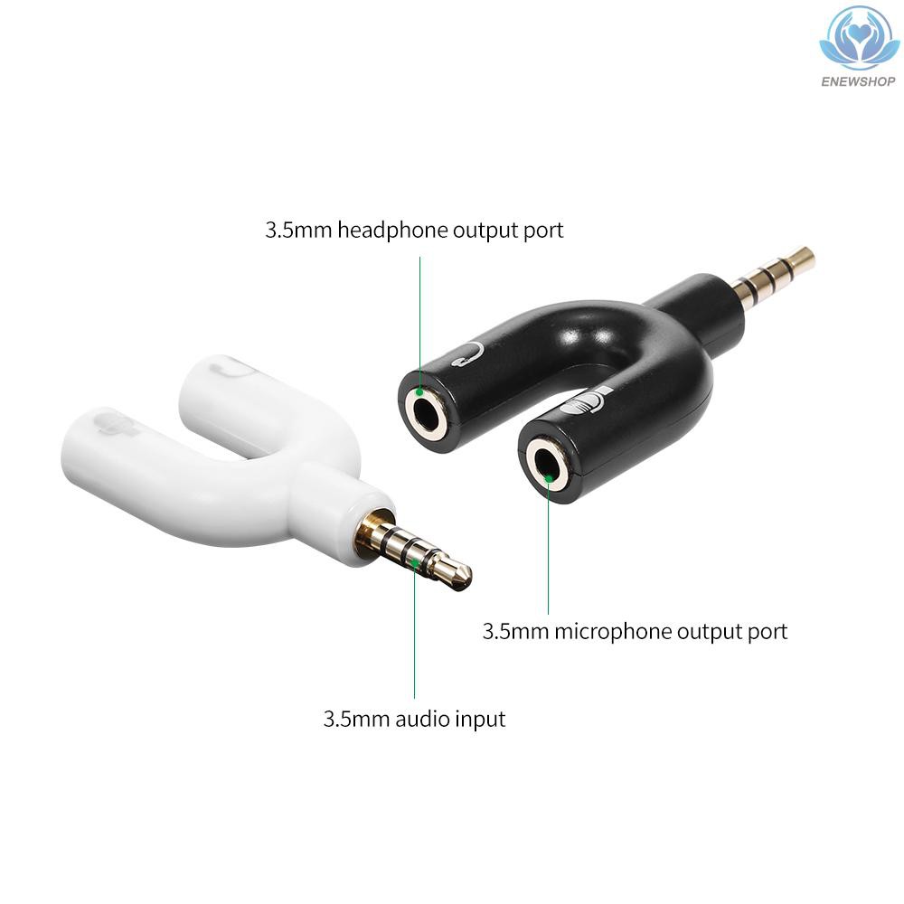【enew】3.5mm Audio Adapter U-type Audio Converter Earphone Connector Headset Microphone Adapter for Mobile Phone PC Laptop White | BigBuy360 - bigbuy360.vn