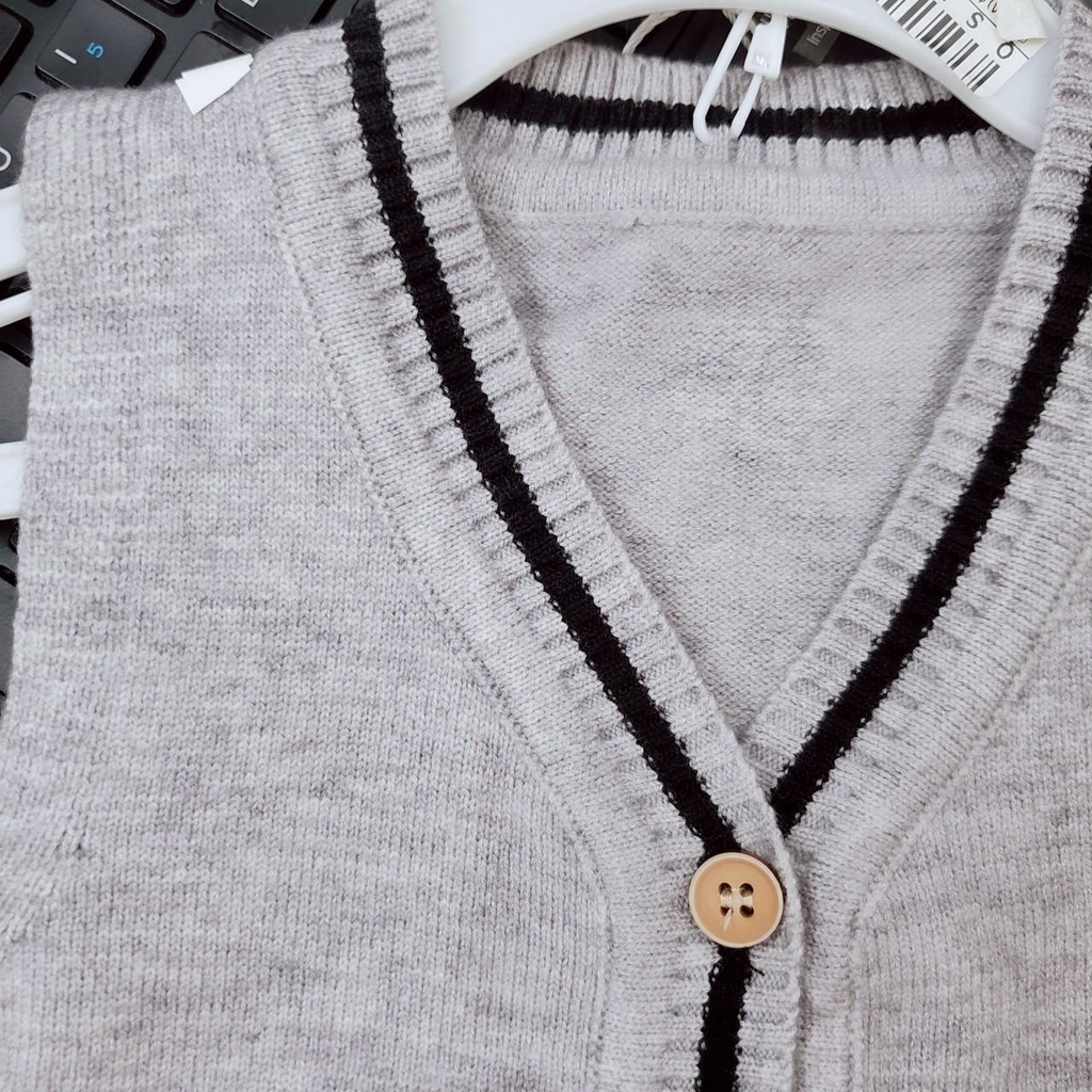 X356 Áo gile len sơ sinh mùa đông cúc cài giữa hàng quảng chậu loại 1 mềm mịn cho bé trai