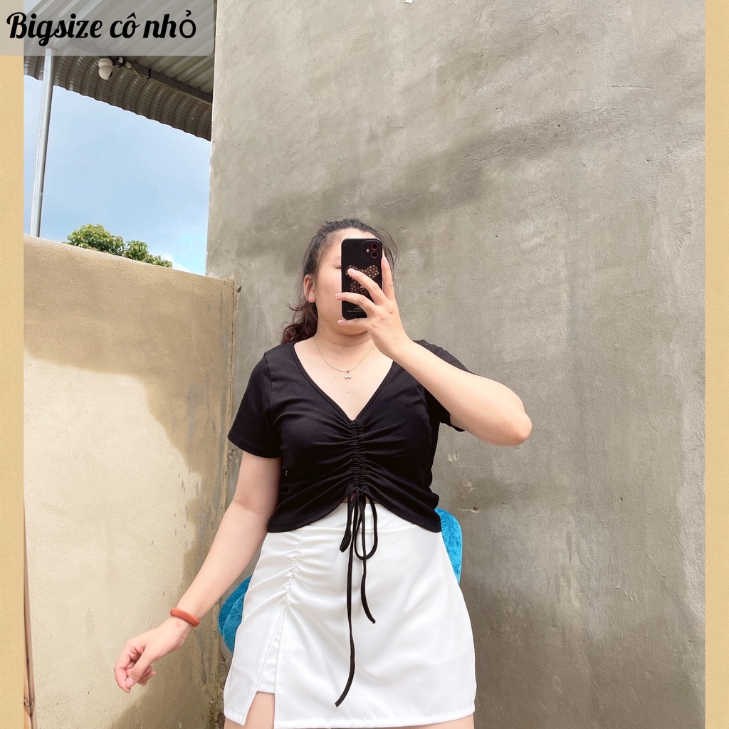 Áo Croptop Nữ Bigsize Rút Dây Chất Vải Loại 1 Lên Phom Dễ Thương A37