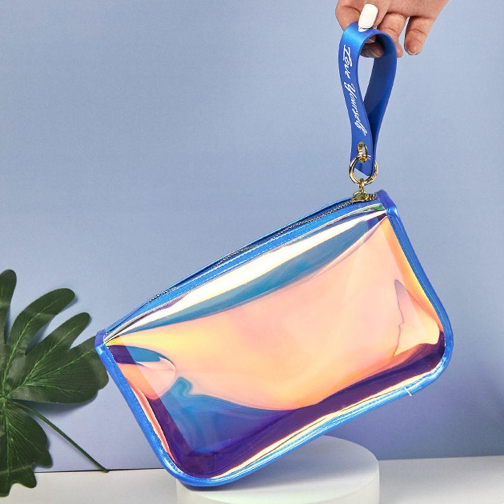 Túi Đựng Mỹ Phẩm Màu Laser Cỡ Lớn Chống Thấm Nước Có Khóa Kéo Tiện Dụng