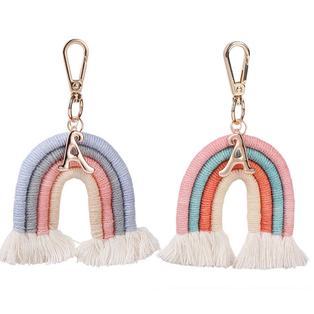 ROWANS Rainbow Keychains DIY Clips Bag Hook Weaving