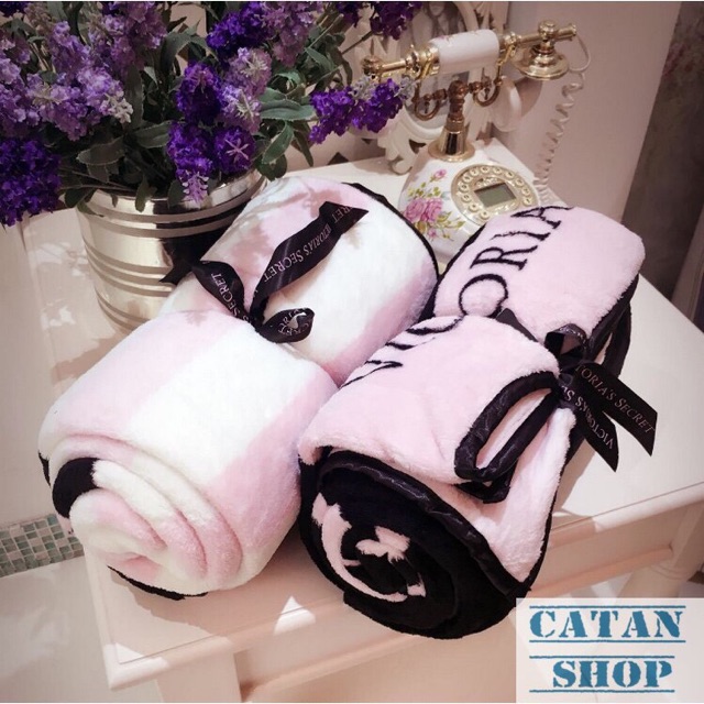 Mền VICTORIA SECRET nỉ nhung siêu mịn, chăn VS ngủ trưa văn phòng