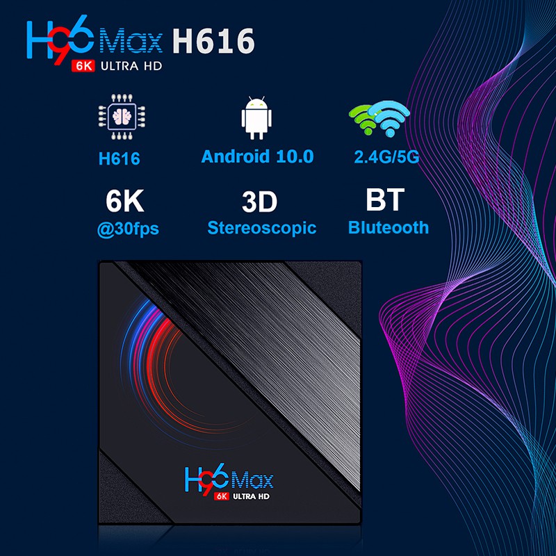 Tivi Box Ram 2/4GB Rom 16/32GB hệ điều hành Android 10.0 cấu hình khủng tốc độ xử lý nhanh H96MAX android tv box