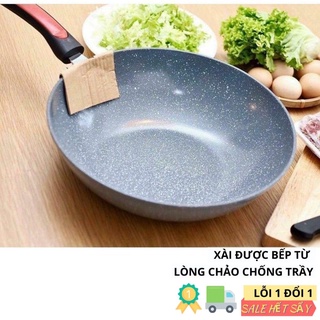 CHẢO CHỐNG DÍNH CHẢO VÂN ĐÁ SÂU LÒNG SIZE 33 CM (ảnh thật)
