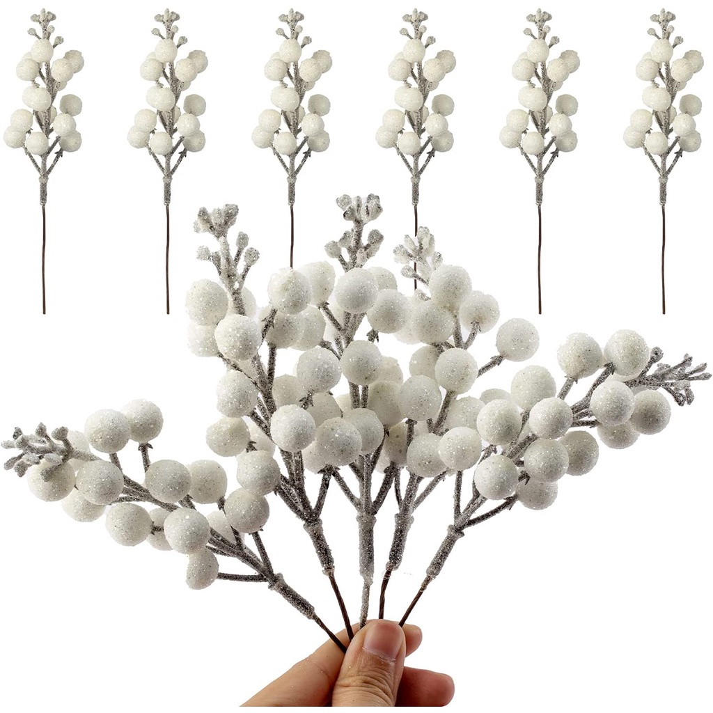 Set 10 Phụ Kiện Trang Trí Cây Thông Giáng Sinh Đính Kim Sa Lấp Lánh