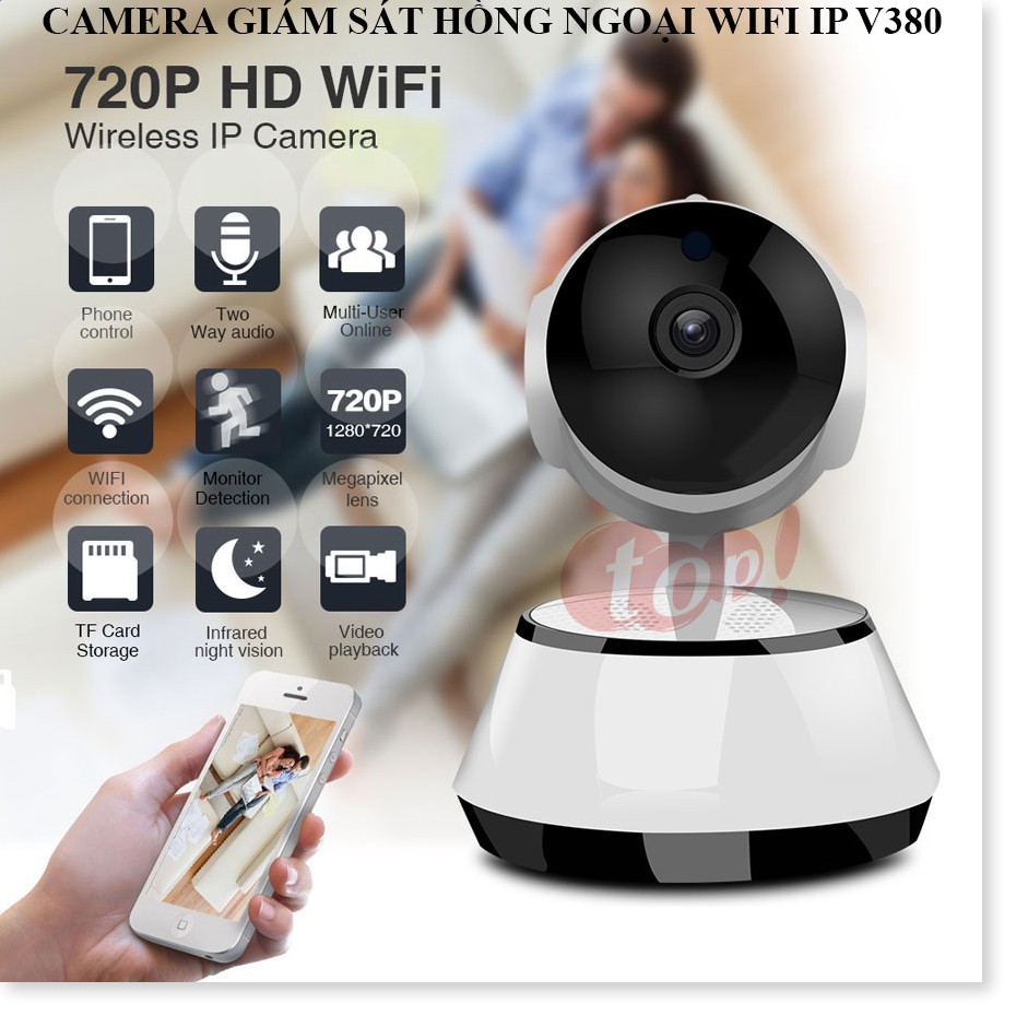 Camera Wifi V380 ✔Chính Hãng✔️ Kết nối không dây qua điện thoại, Đàm thoại 2 chiều, Xoay 360.