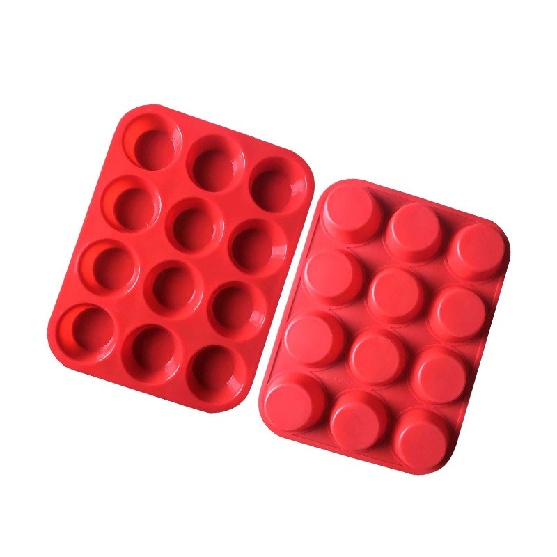 SG - Khuôn silicon cupcake làm bánh bông lan muffin socola rau câu 12 ô hình tròn