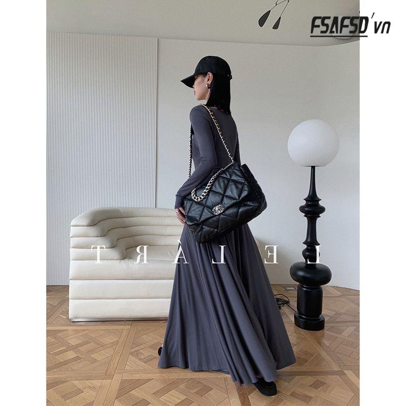 Đầm Nữ Tay Dài Nhấn Eo Phong Cách Thời Trang Pháp