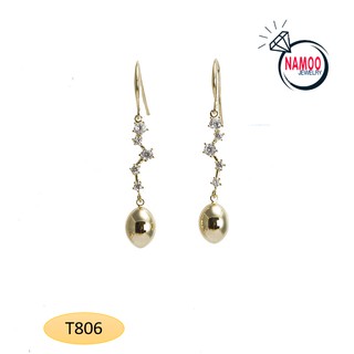 Bông tai bạc nữ Dáng bi tròn dài Mạ vàng T806/bạc Ý T805 Namoo Jewelry