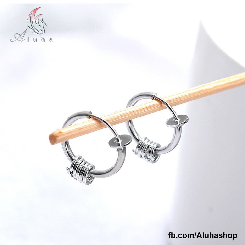 Khuyên tai Stainless Steel không bấm lỗ Hàn Quốc không rỉ không đau tai (giá 1 chiếc) - ER006 - Aluha