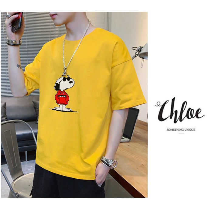 Áo phông nam nữ tay lỡ dáng rộng Unisex Snoopy Màu Vàng Siêu Đẹp áo thun unisex streetwear tee basic