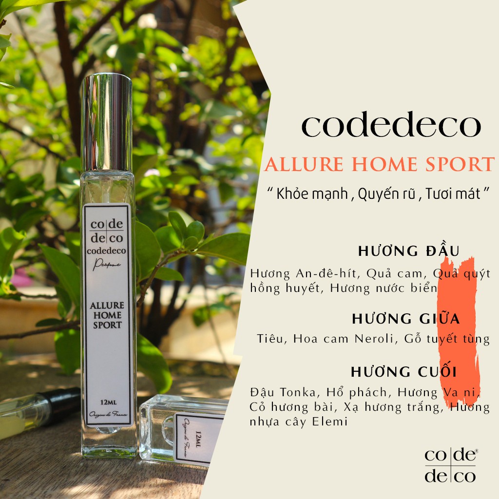 [Mã SKAMLTSM9 giảm 10% đơn 99K] Tinh Dầu Nước Hoa Code Deco Allure Home Sport 12ml, Khỏe mạnh , Quyến rũ , Tươi mát | BigBuy360 - bigbuy360.vn
