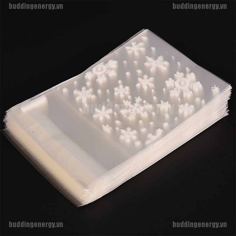 Bộ 100 Túi Nhựa Đựng Bánh Kem Hình Bông Tuyết Dễ Thương