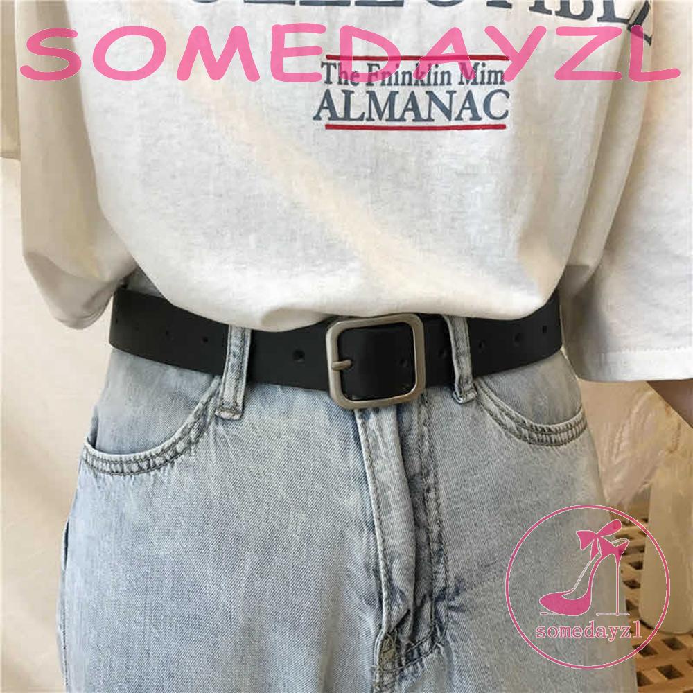 Thắt Lưng Da Màu Đen Thiết Kế Đơn Giản Phong Cách Hàn Quốc Cho Nam Và Nữ