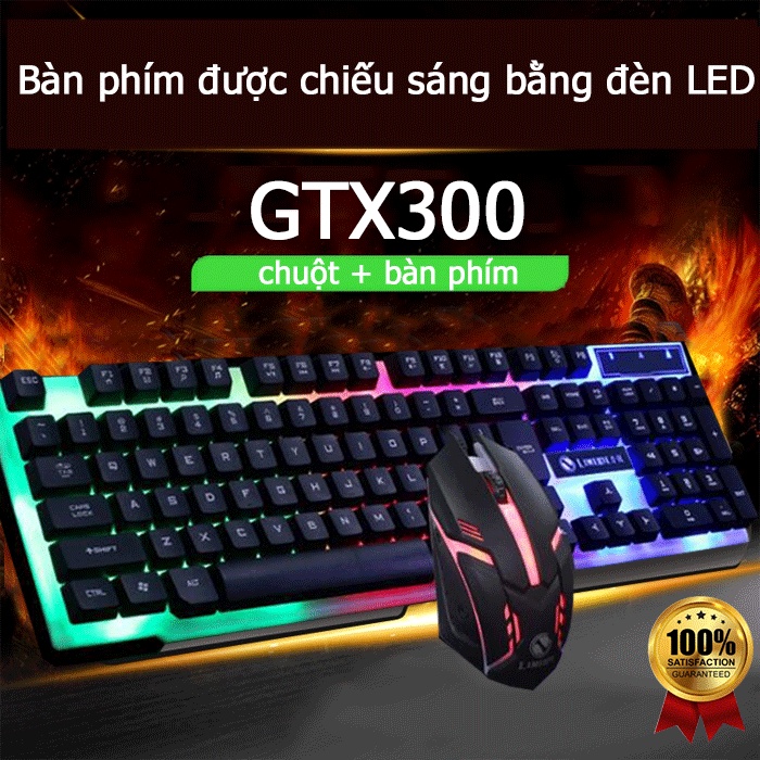 GTX300/GTX350，Bộ bàn phím giả cơ，chuột gaming, combo bàn phím chuột bật tắt led sử dụng máy tính bàn, laptop văn phòng